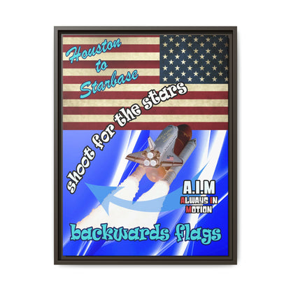 shoot for the stars - framed canvas art (blue-white wave)