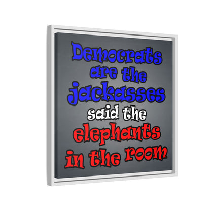 donkeys and elephants - framed canvas art (grey-light grey)