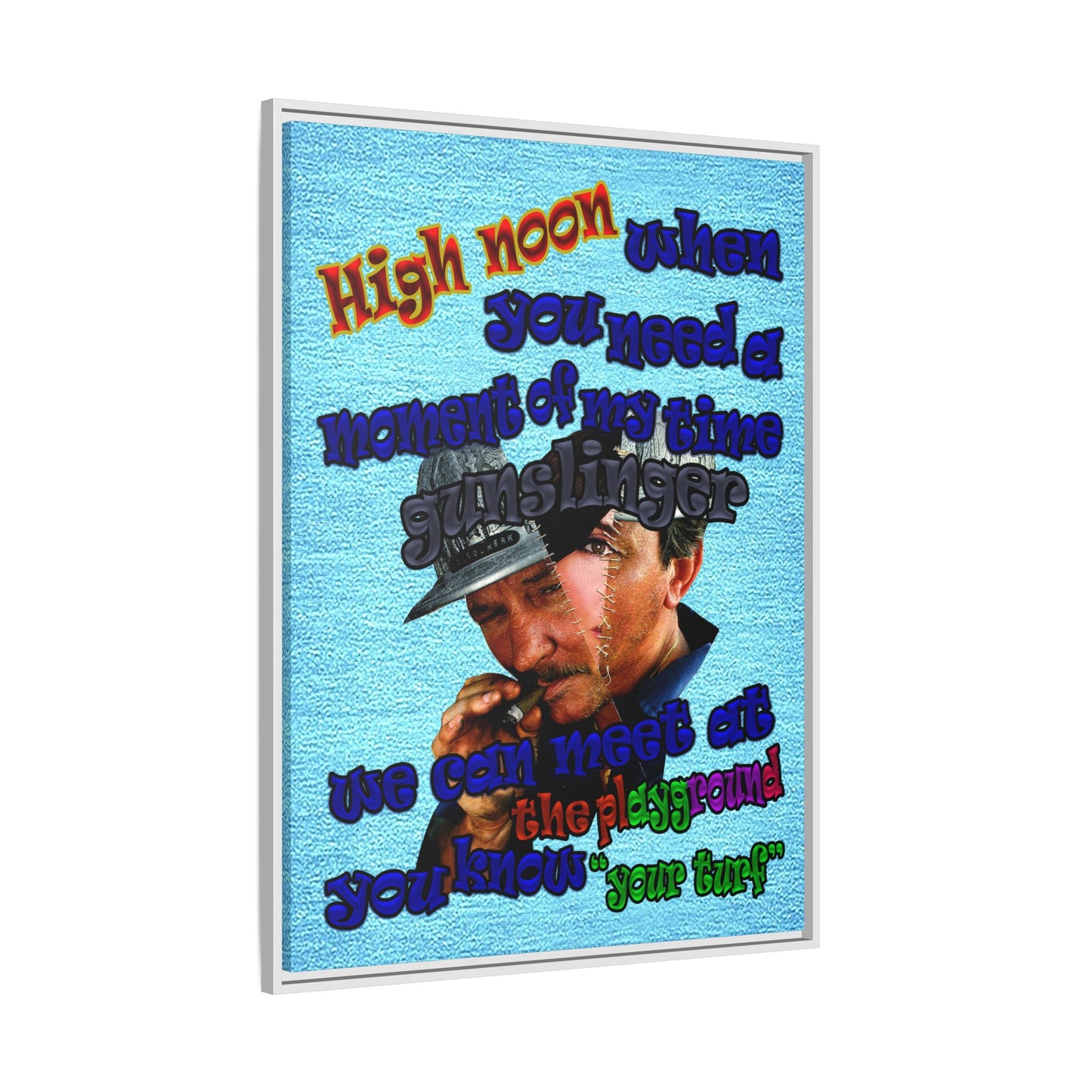 high noon - framed canvas art (faded blue)