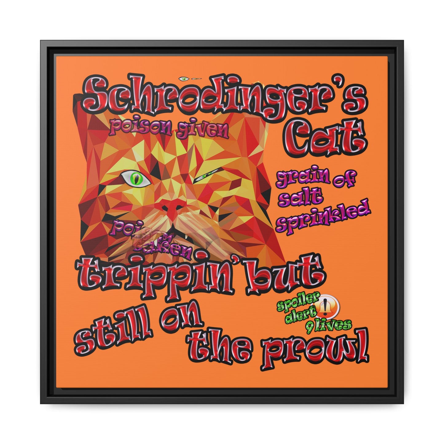 schrodinger's cat - framed canvas art (crusta)