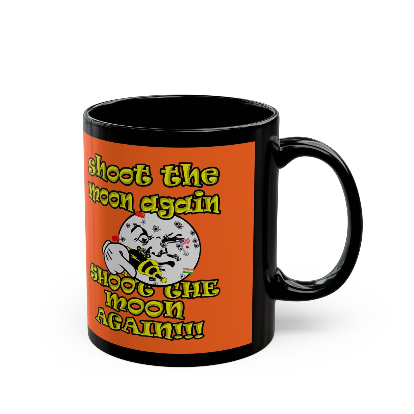 shoot the moon again - Black Mug (orange)