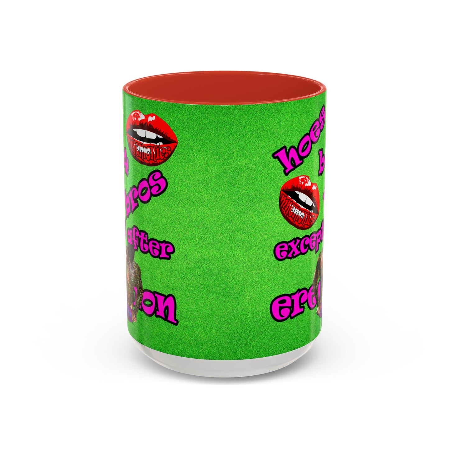 hoes b4 bros - Accent Mug (green turf)