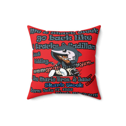 shark week - Spun Polyester Square Pillow - (red)