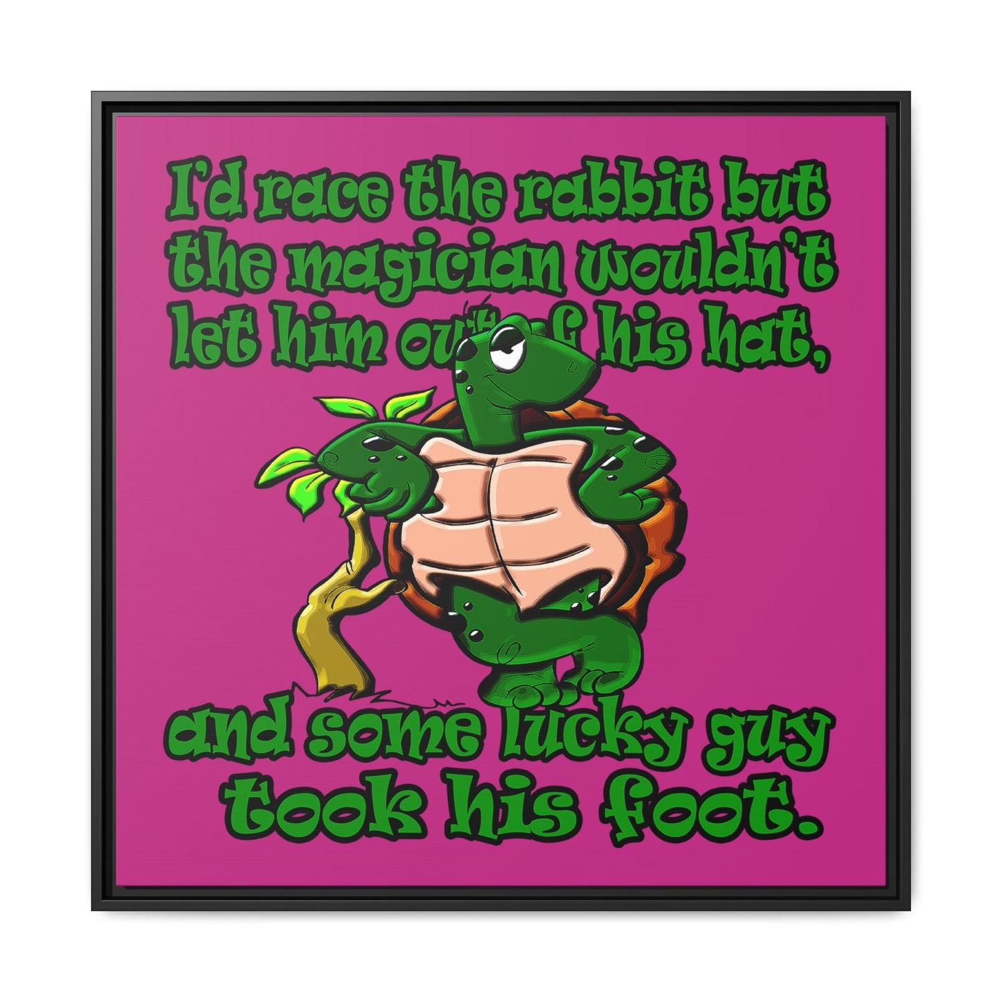 turtle race - framed canvas art (pink)