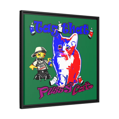 tag that - framed canvas art (dark green)