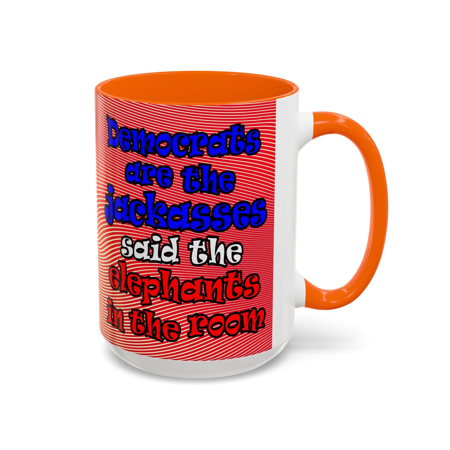 donkeys and elephants - Accent Mug (yellow-orange wave)
