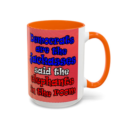 donkeys and elephants - Accent Mug (yellow-orange wave)