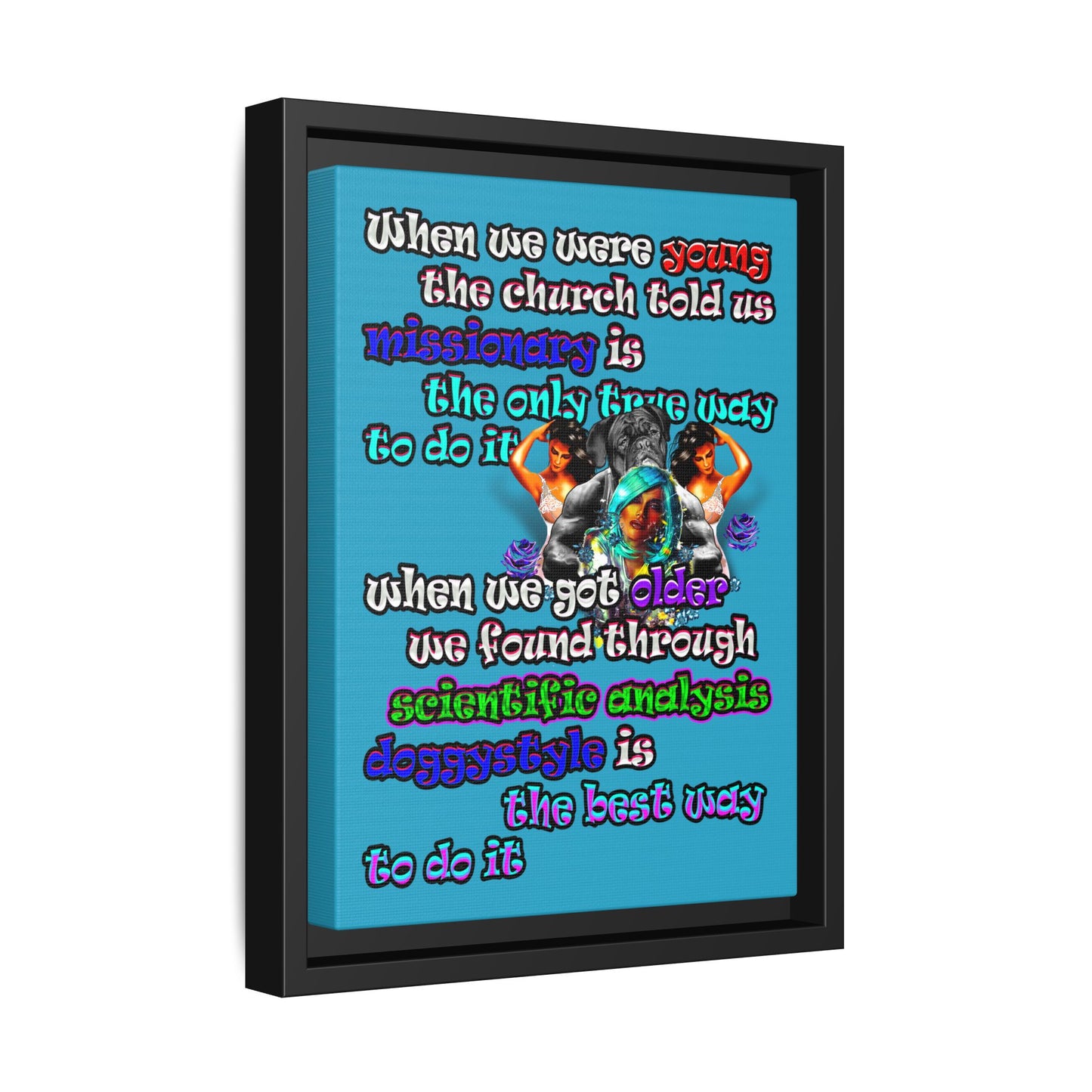 doggystyle - framed canvas art (turquoise)