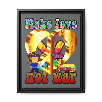 love peace - framed canvas art (dark grey)