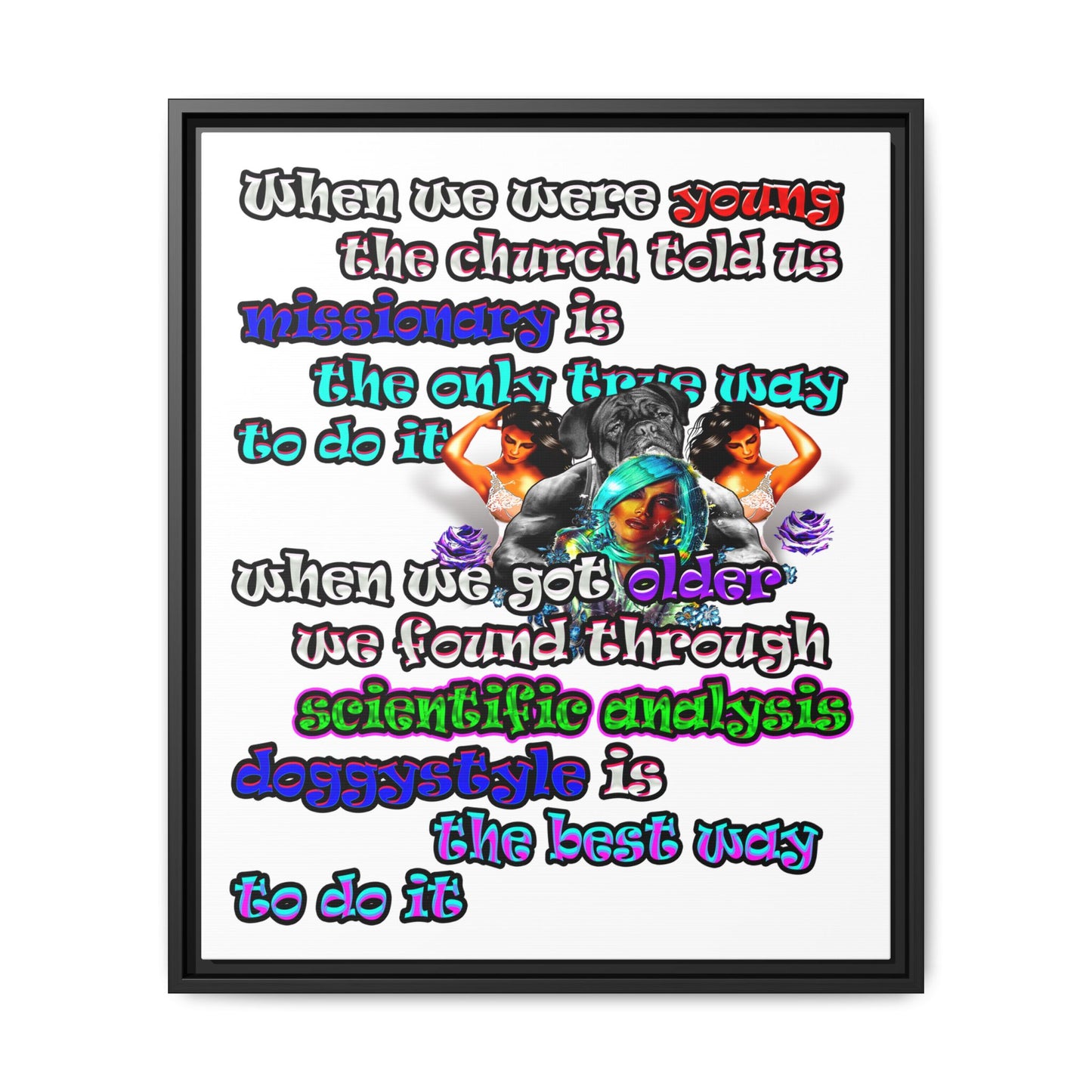doggystyle - framed canvas art (white)