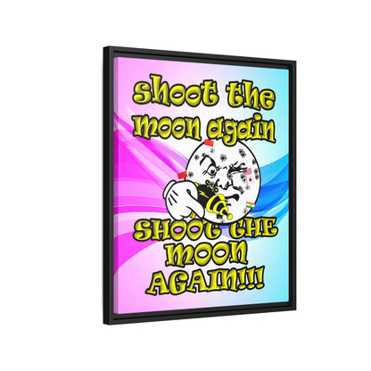 shoot the moon again - framed canvas art (light blue-pink wave)
