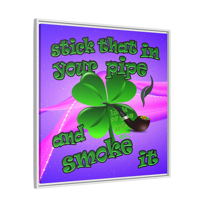 stick that in your pipe and smoke it - framed canvas art (purple-pink wave)