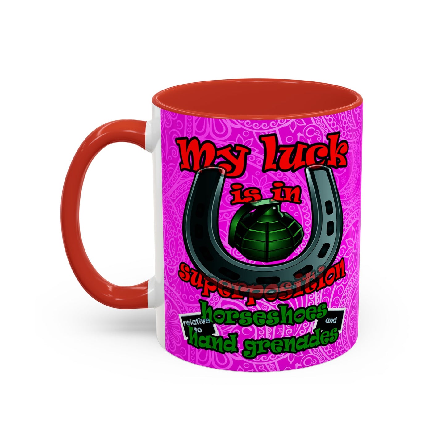 my luck - Accent Mug (pink swirl)