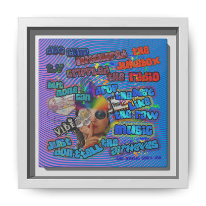 drop the beat - framed canvas art (light blue-purple wave)