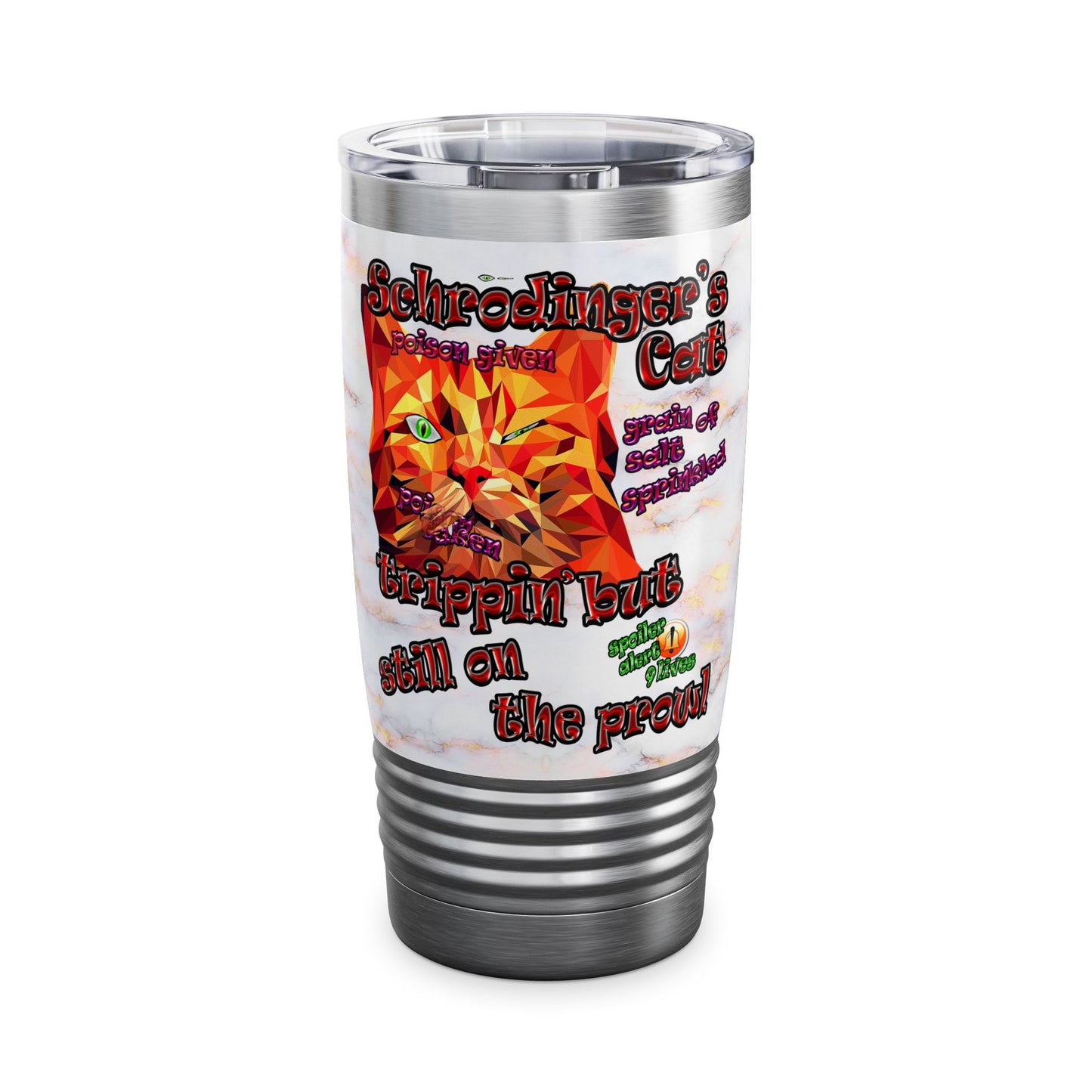 schrodinger's cat - Ringneck Tumbler, 20oz (white marble)