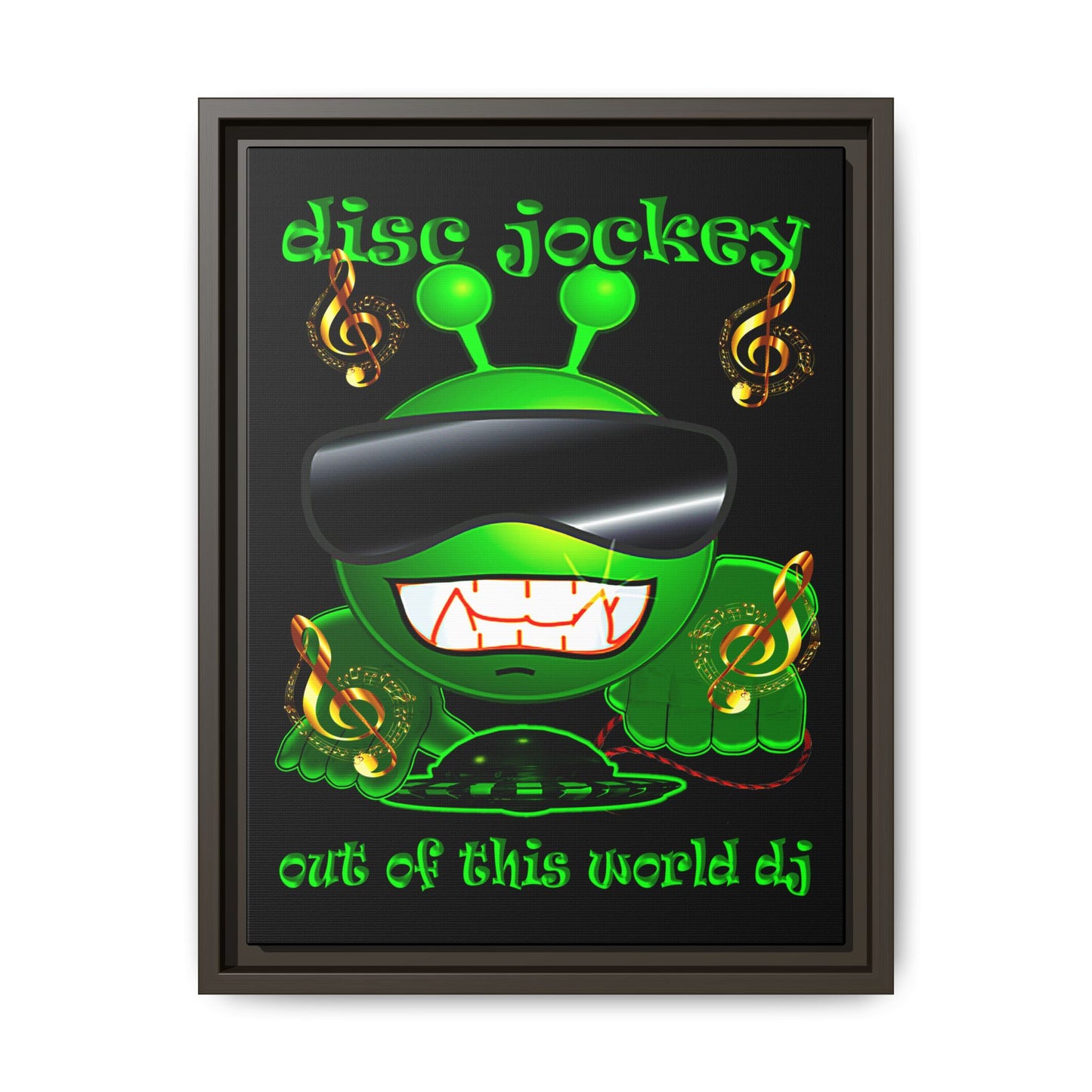 disc jockey - framed canvas art (black)