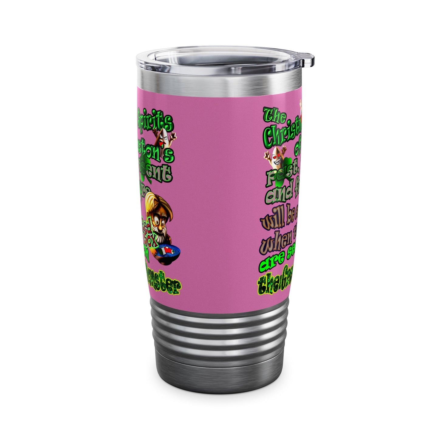 christmas spirits of boston - Ringneck Tumbler, 20oz (light pink)