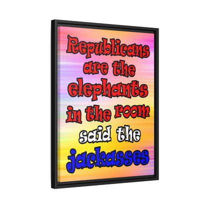 donkeys and elephants - framed canvas art (color blur)