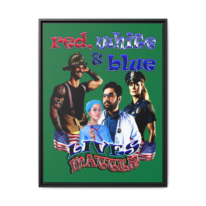 rw&b lives matter - framed canvas art (dark green)