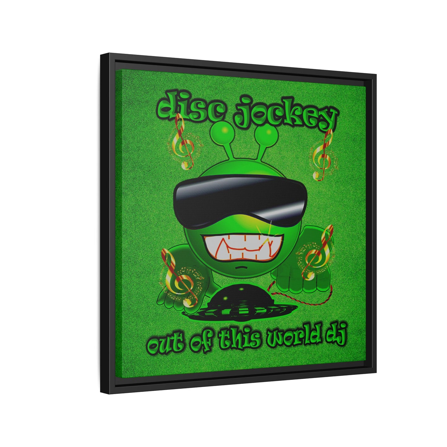disc jockey - framed canvas art (green turf)