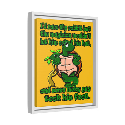 turtle race - framed canvas art (yellow)