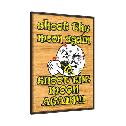 shoot the moon again - framed canvas art (butterscotch wood finish)