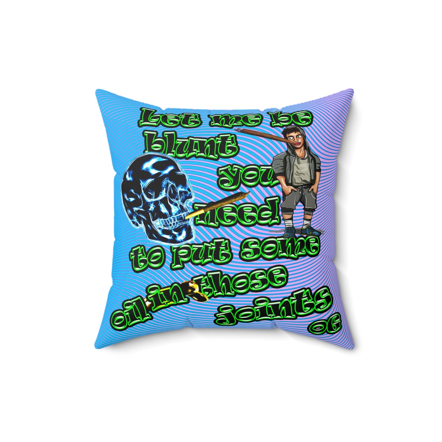 og - Faux Suede Square Pillow - (light blue-purple wave)