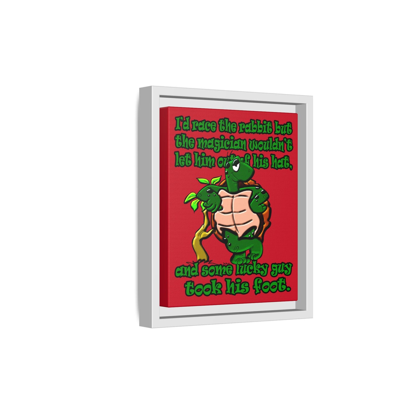 turtle race - framed canvas art (dark red)