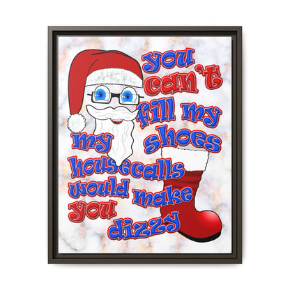 santa's shoes - framed canvas art (white marble)
