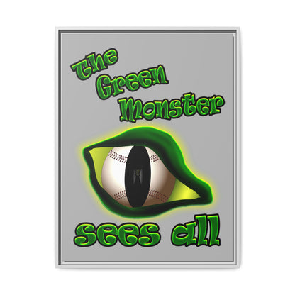 green monster - framed canvas art (light grey)