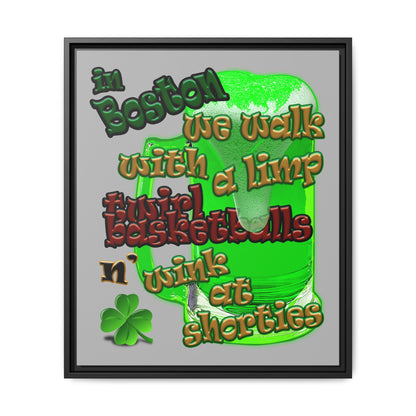 celtics logo - framed canvas art (light grey)