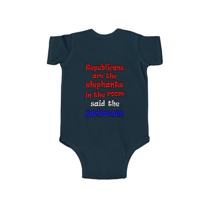 donkeys and elephants - Infant Fine Jersey Bodysuit