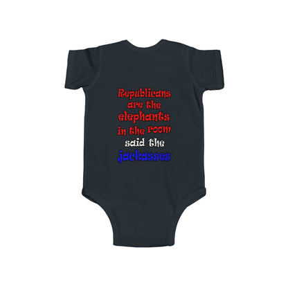 donkeys and elephants - Infant Fine Jersey Bodysuit