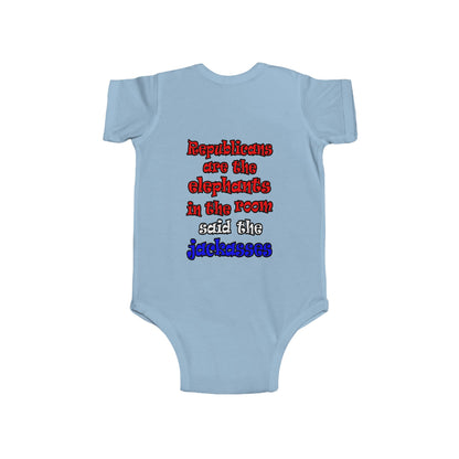 donkeys and elephants - Infant Fine Jersey Bodysuit