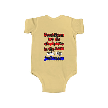 donkeys and elephants - Infant Fine Jersey Bodysuit