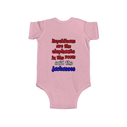 donkeys and elephants - Infant Fine Jersey Bodysuit