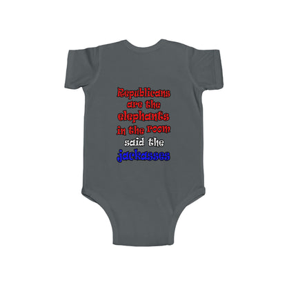donkeys and elephants - Infant Fine Jersey Bodysuit