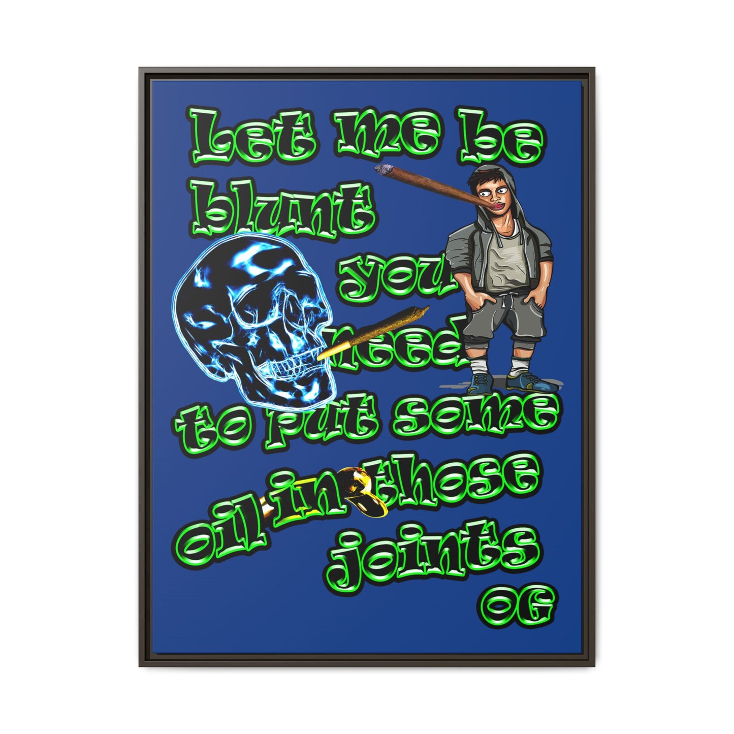 og - framed canvas art (dark blue)
