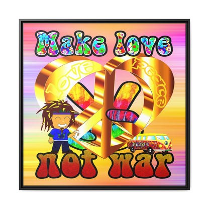 love peace - framed canvas art (color blur)