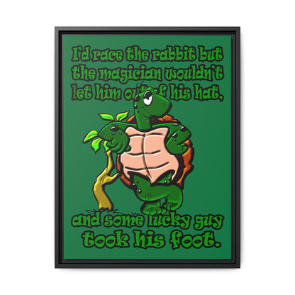 turtle race - framed canvas art (dark green)