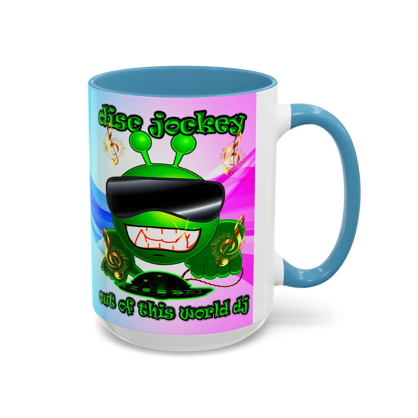 disc jockey - Accent Mug (light blue-pink wave)