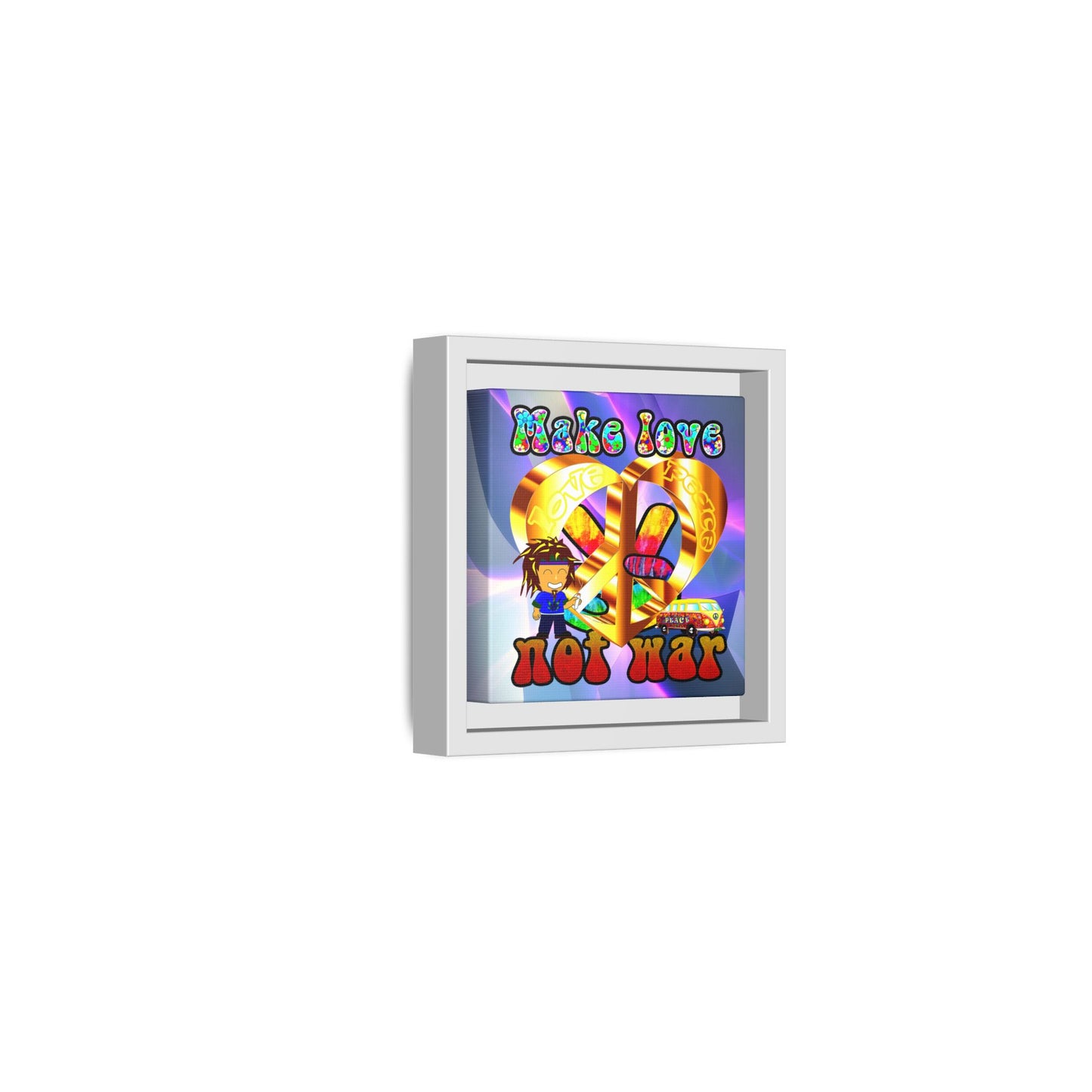 love peace - framed canvas art (grey-pink wave)