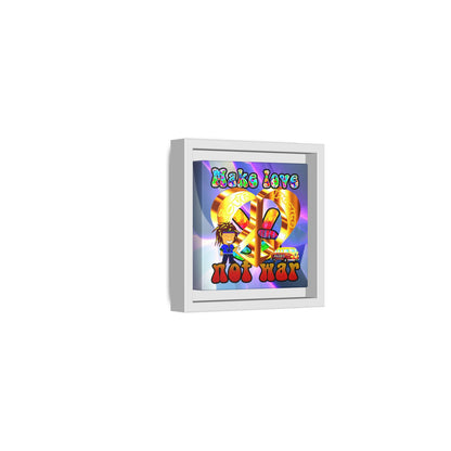 love peace - framed canvas art (grey-pink wave)