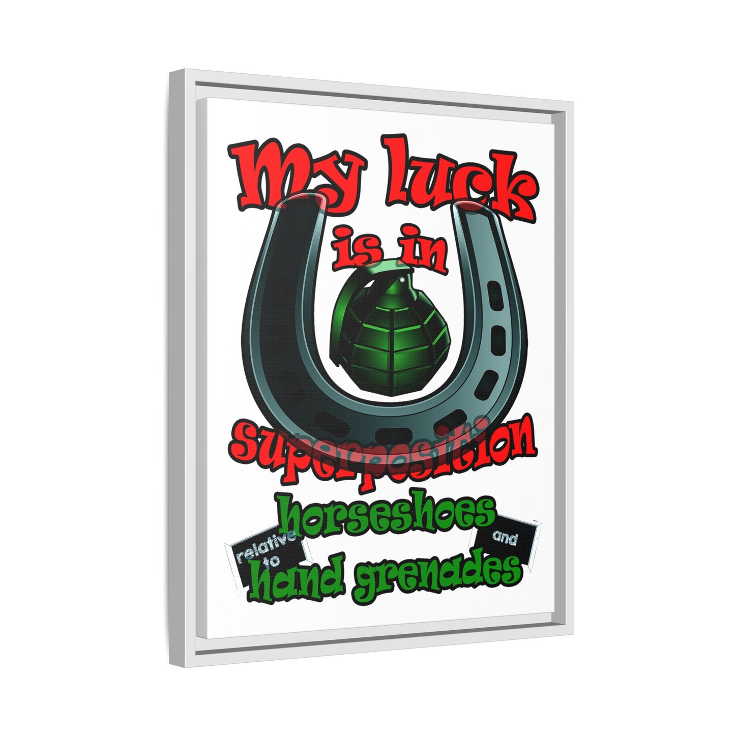 my luck - framed canvas art (white)