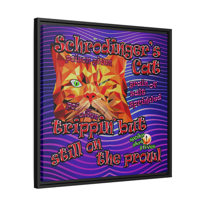 schrodinger's cat - framed canvas art (purple wave)