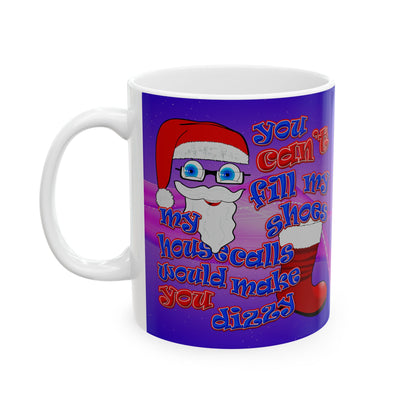 santa's shoes - White Mug (purple-pink wave)