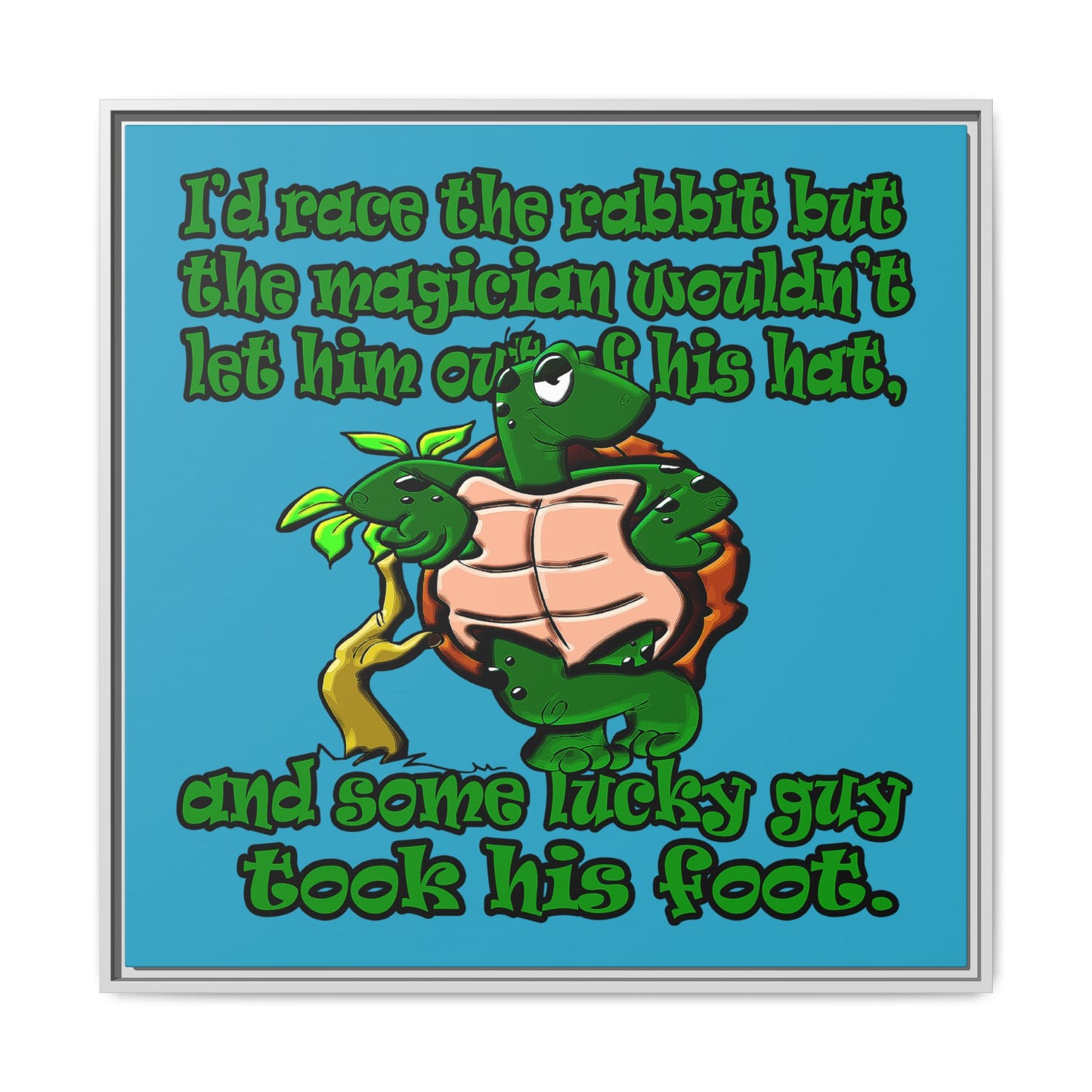 turtle race - framed canvas art (turquoise)