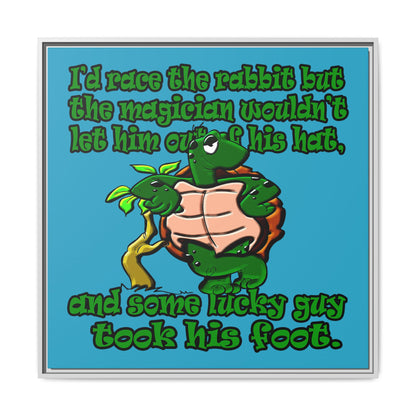 turtle race - framed canvas art (turquoise)
