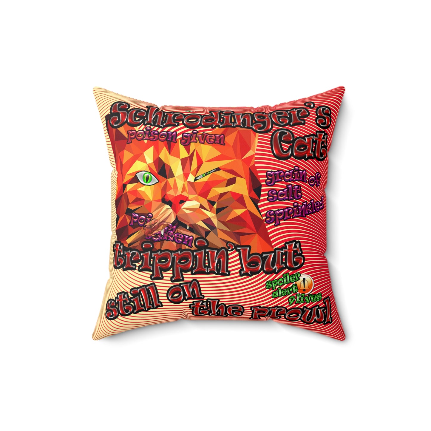 schrodinger's cat - Faux Suede Square Pillow - (yellow-orange wave)
