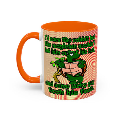 turtle race - Accent Mug (yellow-orange wave)